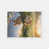 Polaire Couverture ADOM Lever de soleil Lapin Reflet d'eau (Devant (Horizontal))