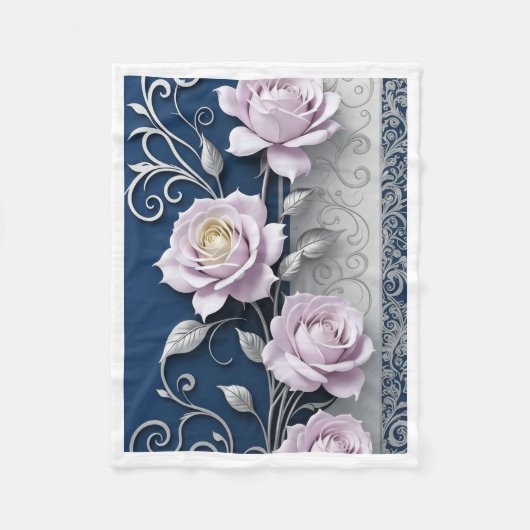 Polaire Couverture ADOM Roses Rose Pâle (Devant)