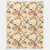 Polaire Couverture automnale avec oiseaux et Fleurs sauvag (Devant)