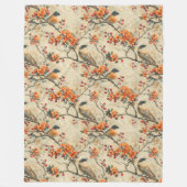 Polaire Couverture automnale rustique avec oiseaux et flor (Devant)