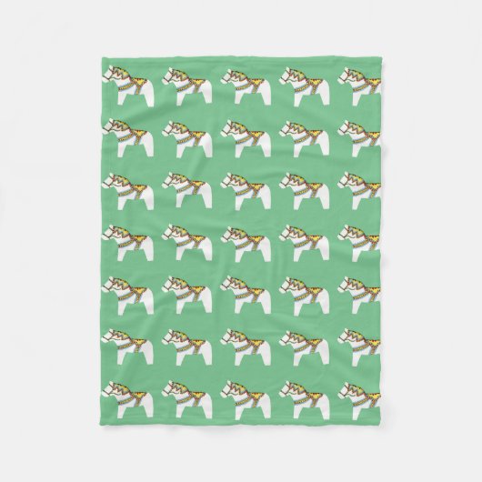 Polaire Couverture avec Chevaux de Dala blancs (Devant)