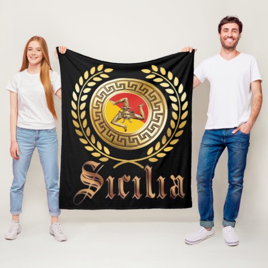 Polaire Couverture avec drapeau et emblème de Sicile (En situation)
