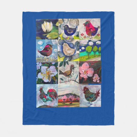 Polaire couverture avec oiseaux et fleurs (Devant)