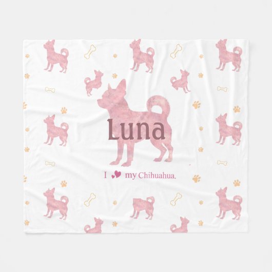 Polaire Couverture avec silhouette de chihuahua rose paste (Devant (Horizontal))