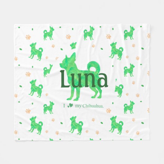 Polaire Couverture avec silhouette de chihuahua vert paste (Devant (Horizontal))