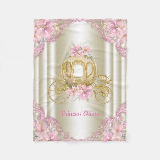 Polaire Couverture bébé Carrosse Princesse Or Rose (Devant)