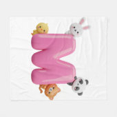 Polaire Couverture bébé en molleton rose avec lettre M en (Devant (Horizontal))