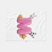 Polaire Couverture bébé en molleton rose avec lettre M en  (Devant (Horizontal))