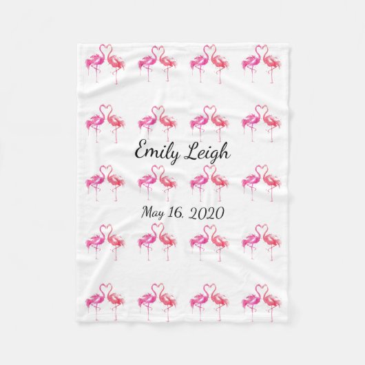 Polaire couverture bébé flamingo monogrammée (Devant)