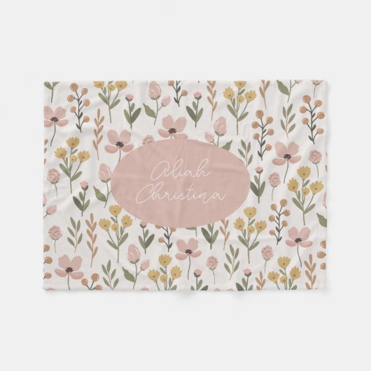 Polaire Couverture bébé fleur sauvage Pépinière personnali (Devant (Horizontal))