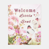Polaire Couverture bébé florale rose pâle avec papillons (Devant)