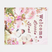 Polaire Couverture bébé florale rose pâle avec papillons (Devant (Horizontal))
