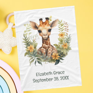 Polaire Couverture bébé girafeau naissance Fleur de jungle