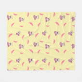 Polaire Couverture bébé jaune douillette avec hibou et plu (Devant (Horizontal))