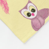 Polaire Couverture bébé jaune douillette avec hibou et plu (Coin)