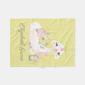Polaire Couverture bébé lama jaune et blanc avec fleurs (Devant (Horizontal))
