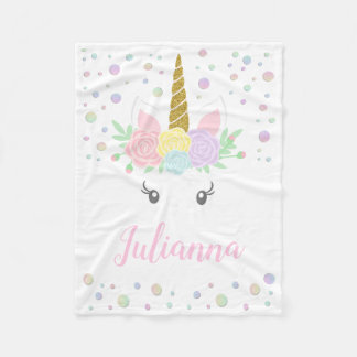 Polaire Couverture bébé licorne personnalisée
