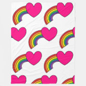 Polaire Couverture blanche avec arcs-en-ciel et coeur rose (Devant)