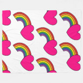Polaire Couverture blanche avec arcs-en-ciel et coeur rose (Devant (Horizontal))