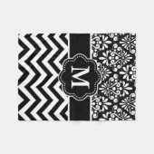 Polaire Couverture blanche noire de monogramme de Chevron (Devant (Horizontal))