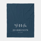 Polaire Couverture bleu marine monogramme rustique pour je (Devant)