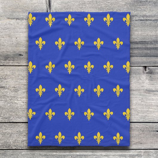Polaire Couverture bleu roi avec motif Fleur de Lys Or
