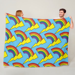 Polaire Couverture bleue avec arc-en-ciel et boulons de fo