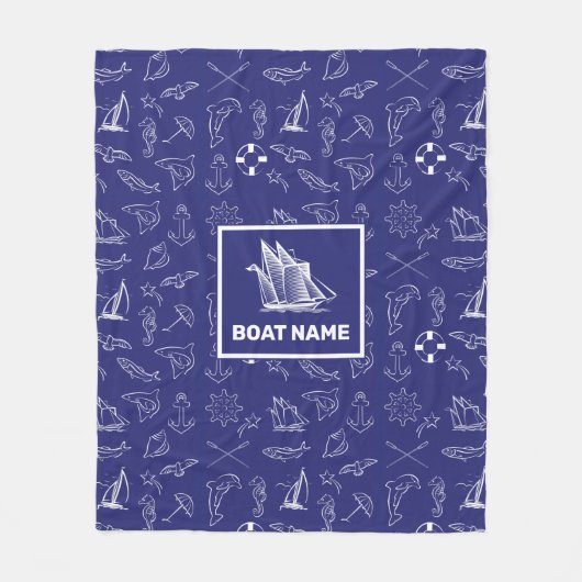 Polaire Couverture Bleue Marine de Design Nautique (Devant)