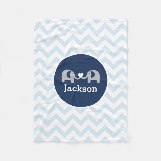 Polaire Couverture bleue personnalisée de bébé de Chevron (Devant)
