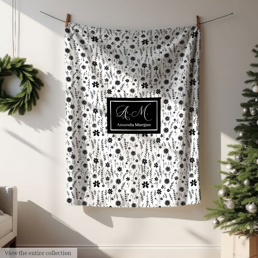 Polaire Couverture botanique personnalisée monochrome mini