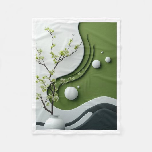 Polaire Couverture Branche et Sphères Vert Zen (Devant)