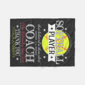 Polaire Couverture cadeau Merci entraîneur de softball (Devant (Horizontal))