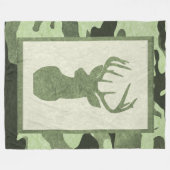 Polaire Couverture Camouflage vert avec cerf (Devant (Horizontal))