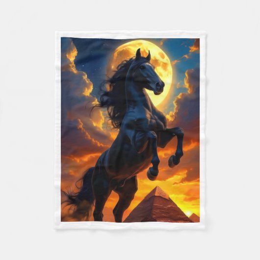 Polaire Couverture Cheval Noir et Pyramides (Devant)