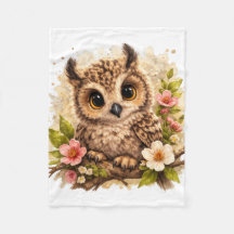 Couverture Chouette Mignonne – Cadeau Floral Anima