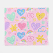 Polaire Couverture Coeurs & Doodles - Doux Cuteness Pastel (Devant (Horizontal))
