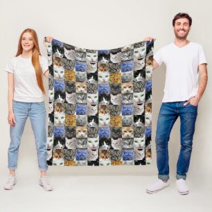 Polaire Couverture Collage de Visages de Chat