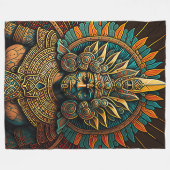 Polaire Couverture colorée de guerrier aztèque (Devant (Horizontal))