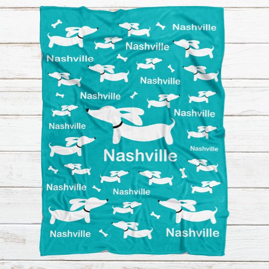 Polaire Couverture Dachshund turquoise sur mesure pour chi