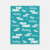 Polaire Couverture Dachshund turquoise sur mesure pour chi (Devant)