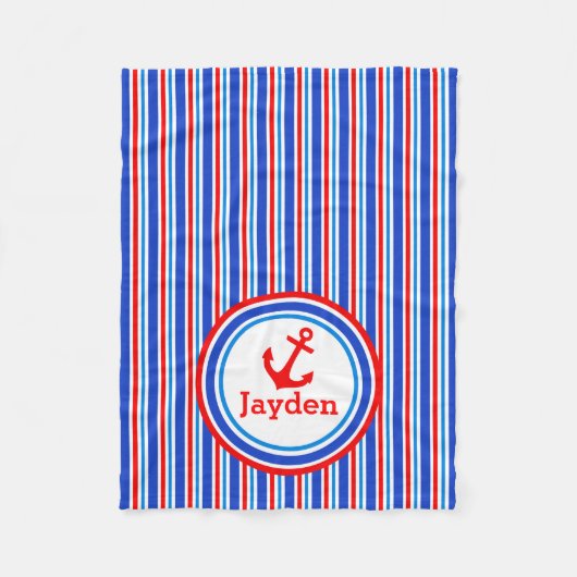 Polaire Couverture d'ancrage de nom rayé bleu, rouge et bl (Devant)