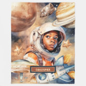 Polaire Couverture d'astronaute pour les garçons noirs Cad (Devant)