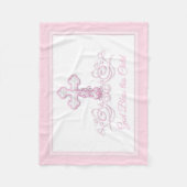 Polaire Couverture de baptême pour bébé fille Croix Rose (Devant)