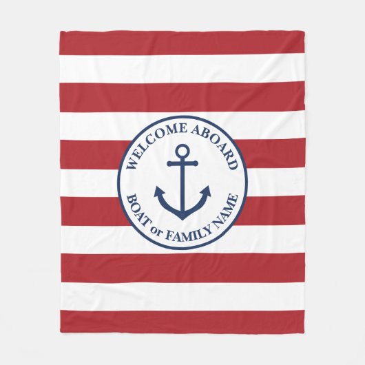 Polaire Couverture de bateau à rayures rouges à ancre mari (Devant)