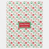 Polaire Couverture de baubles de Noël rouge et vert tradit (Devant)