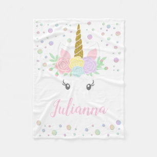 Polaire Couverture de bébé licorne personnalisée