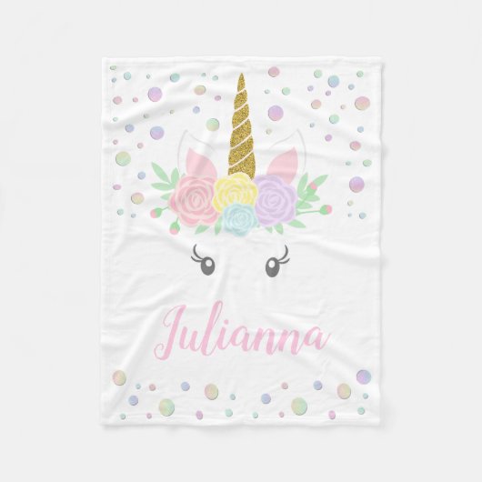 Polaire Couverture de bébé licorne personnalisée (Devant)