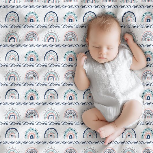 Polaire Couverture de bébé rose Navy Douce Style Bohème Ar