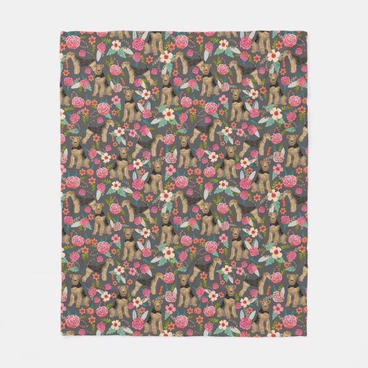 Polaire Couverture de chien floral Airedale Terrier (Devant)