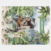 Polaire Couverture de dinosaure Fierce personnalisée avec  (Devant (Horizontal))